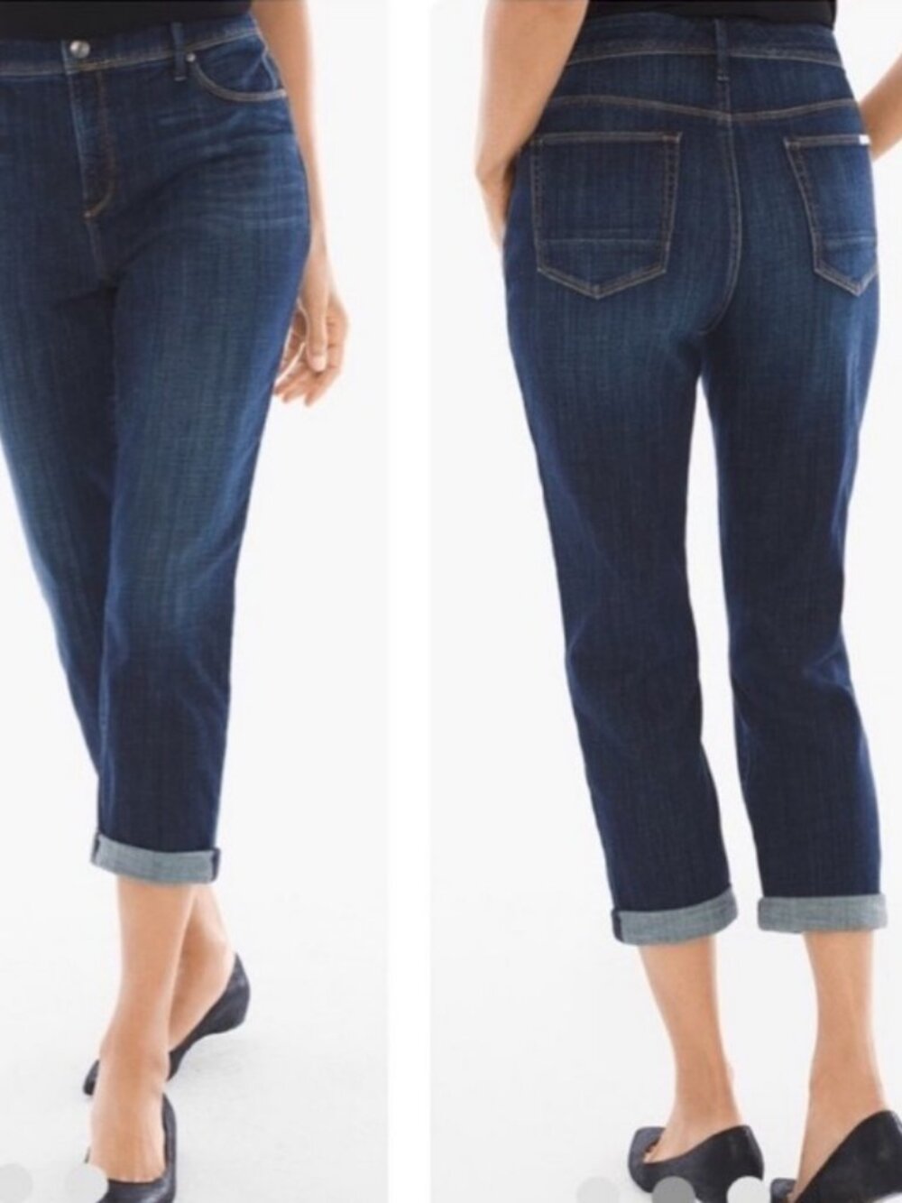 Chico's So Slimming Girlfriend Crop Medium Wash Hi Rise Jeans Size 0 #1789